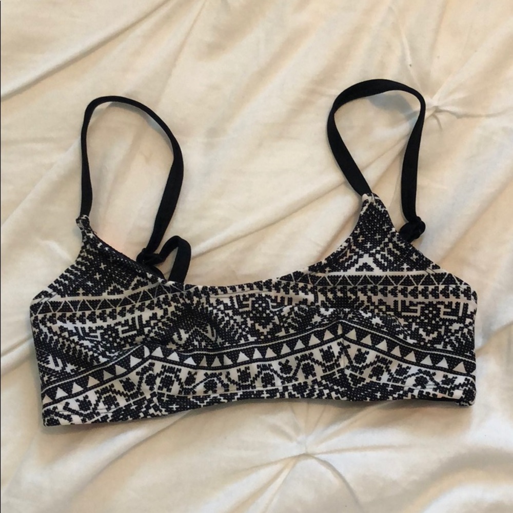 Black and white Aztec swim top